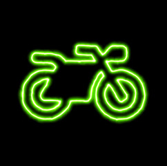 green neon symbol motorcycle