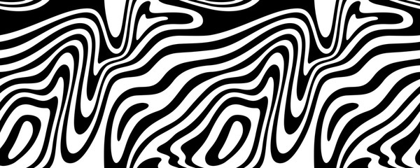 Seamless Border with Zebra Print. Vector Illustration with Optical Illusion. Exotic Wild Animalistic Texture