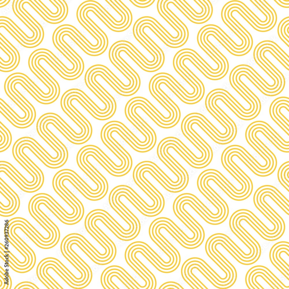 Poster yellow waves on white background. vector seamless pattern