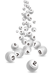 Vector bingo balls falling randomly isolated