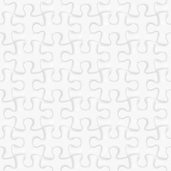 Illustration of Realistic White Puzzle. Vector Seamless Pattern