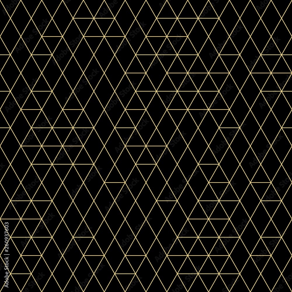 Poster vector geometric seamless pattern. golden triangles on dark background. minimalist abstract modern t