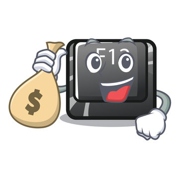 With money bag button f12 on a keyboard mascot