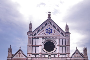 Detail of the facade of Santa Croce basilica, Florence, Italy