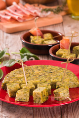 Spanish omelette with spinach.