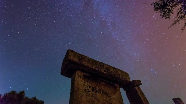 Night timelapse in ancient ruins of Talati de Dalt, Minorca