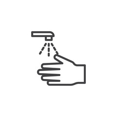 Please wash your hands line icon. linear style sign for mobile concept and web design. Washing hands outline vector icon. Mandatory sign symbol, logo illustration. Pixel perfect vector graphics