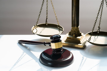 Law and Justice concept image, Gray background