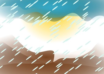 landscape view with sea and rain