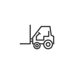 Use forklift loader line icon. linear style sign for mobile concept and web design. Construction Vehicle outline vector icon. Symbol, logo illustration. Pixel perfect vector graphics © alekseyvanin
