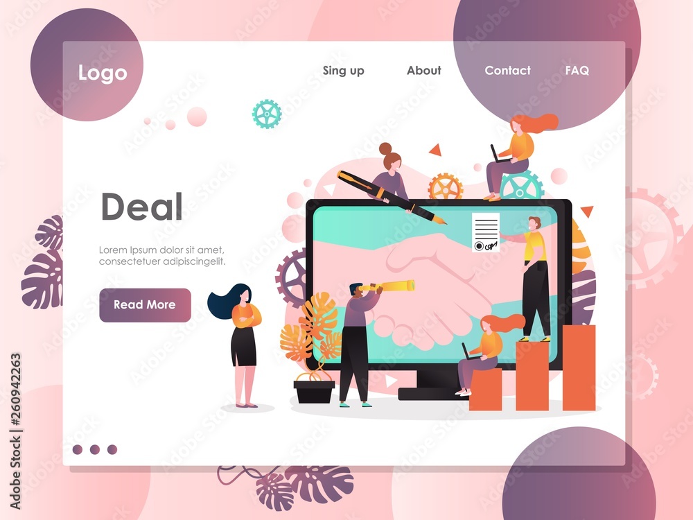 Poster deal vector website landing page design template