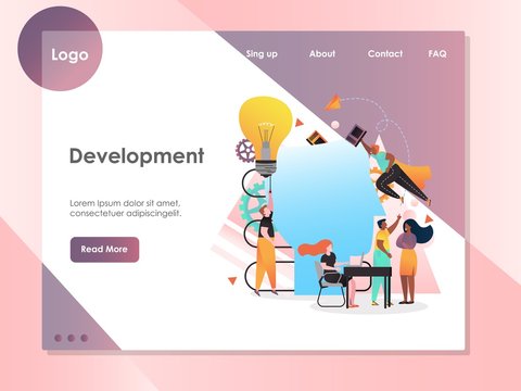 Development vector website landing page design template