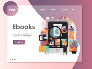 Ebooks vector website landing page design template