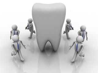 3d rendering healthy tooth around people