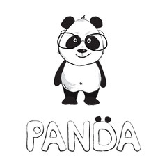 Cute panda bear vector illustration Black and white