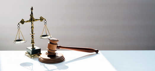 Law and Justice concept image, Gray background