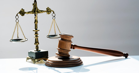 Law and Justice concept image, Gray background