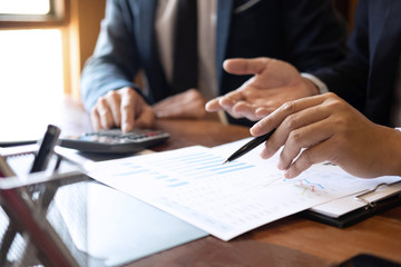 Professional Business partner team discussing on meeting to presentation planning investment project working analyzing and strategy of business making conversation with partner company