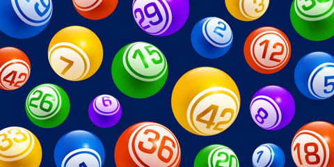 Vector motion colorful lottery bingo balls isolated on dark background