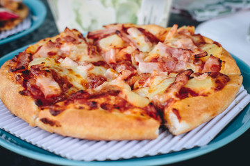 Hawaiian pizza, Hawaiian pizza with ham and pineapple