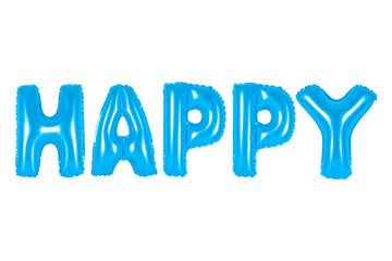 happy in english alphabet from blue balloons