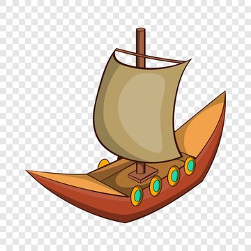 Viking ship icon in cartoon style isolated on background for any web design 