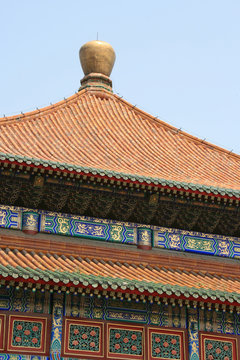 the roof of a building in the beihai park in beijing (china)