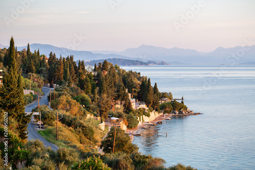 Summer Sunrise On Coast Corfu Island Greece View Of The