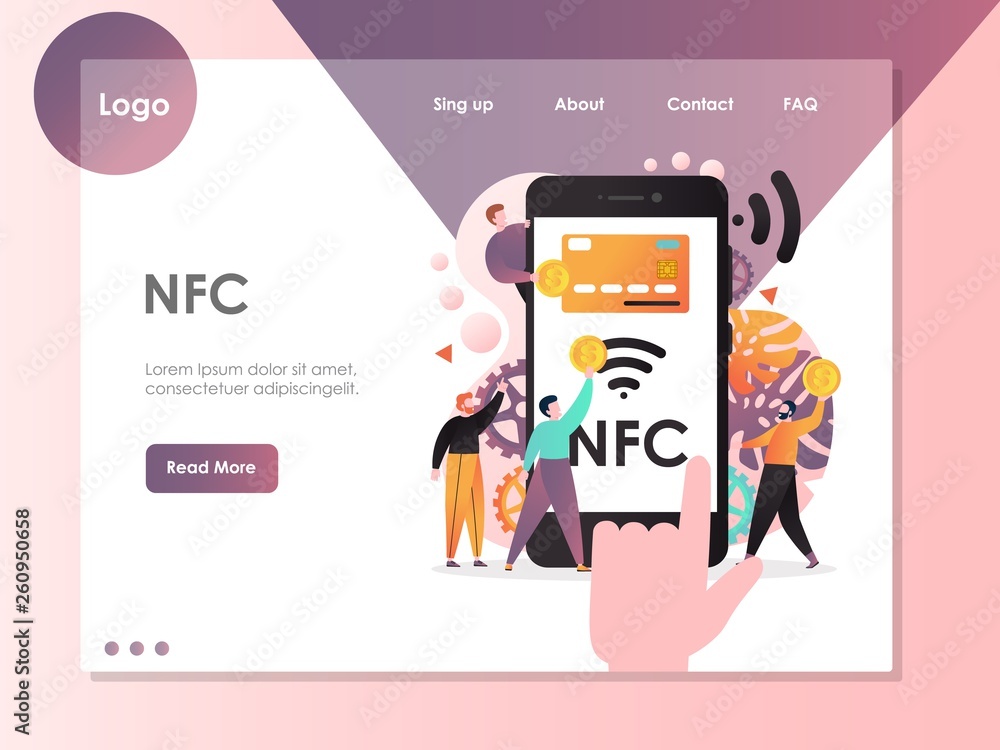 Aufkleber nfc vector website landing page design template