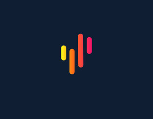 Obraz premium Geometric creative logo icon gradient vertical stripes for business company