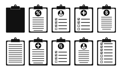 Clipboard Icon set. Flat style vector EPS.