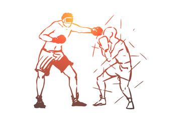 Sport, games, fight, man, active concept. Hand drawn isolated vector.