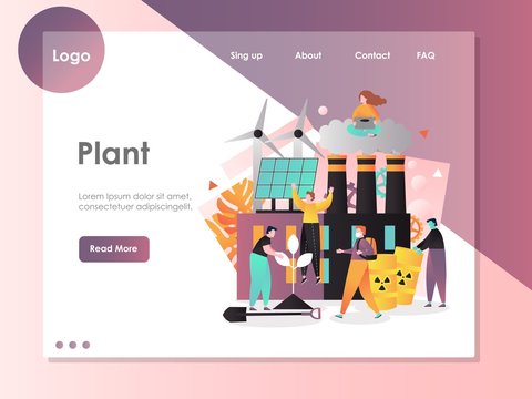 Plant vector website landing page design template