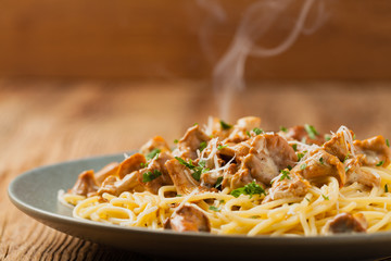 Spaghetti with mushroom chanterelles