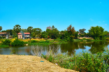 Obraz premium Village at Mekong River in Kratie, Cambodia