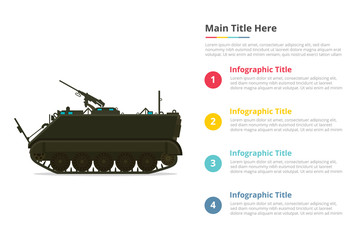 apc personel army carrier infographics template with 4 points of free space text description - vector - obrazy, fototapety, plakaty