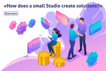 Isometric Concept Teamwork to Create a Solution