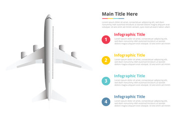 aeroplane or plane infographics template with 4 points of free space text description - vector