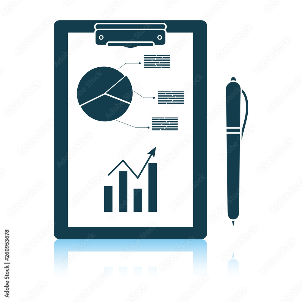 Wall mural writing tablet with analytics chart and pen icon