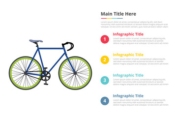 bicycle sport speed infographics template with 4 points of free space text description - vector
