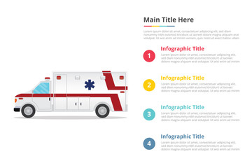 ambulance healthcare infographics template with 4 points of free space text description - vector