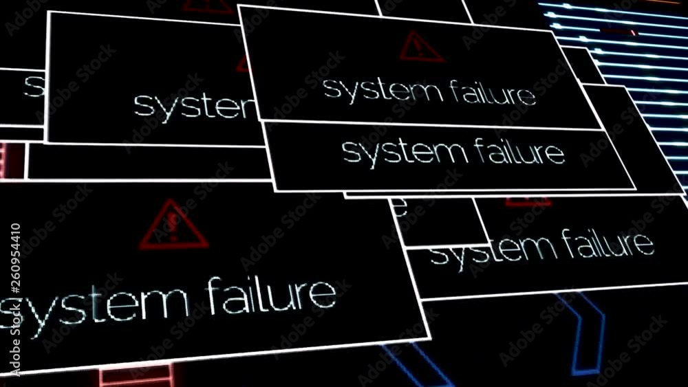 Poster abstract laptop screen with system damage error messages and signal noise, cyber security concept. a