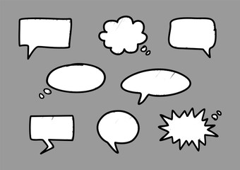 Set of the hand drawn vector speech bubbles
