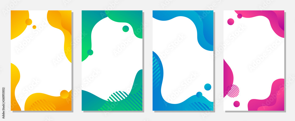 Poster dynamic style banner design set with fluid colorful gradient shapes. creative illustration for poste