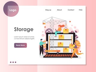 Storage vector website landing page design template