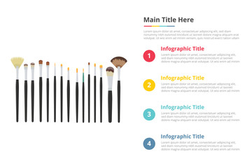 makeup brush tools infographics template with 4 points of free space text description - vector