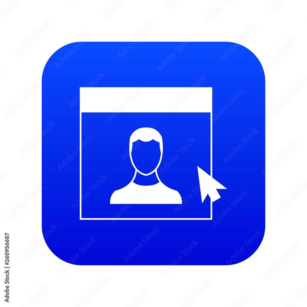 Poster cursor point to person on monitor in simple style isolated on white background vector illustration
