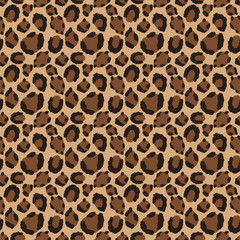 Leopard skin vector cartoon seamless pattern.