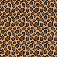Leopard skin vector cartoon seamless pattern.