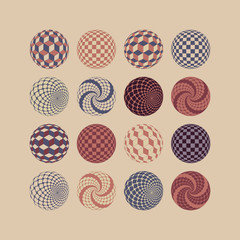 geometric pattern spheres collection in retro sepia purple